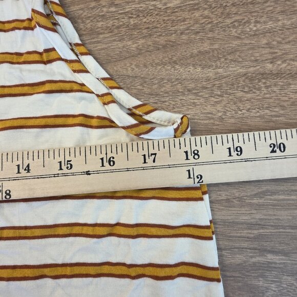 🔴 Green Envelope Tank Top Womens Large White Brown Striped Tie Back Sleeveless - Picture 13 of 15